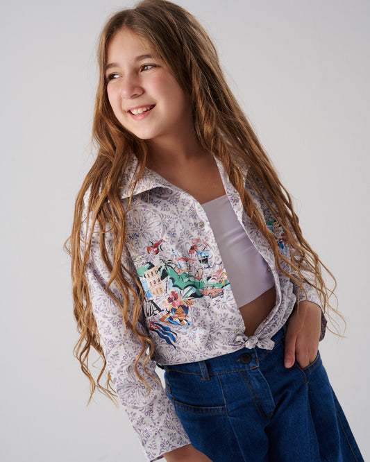 Purple Printed Shirt