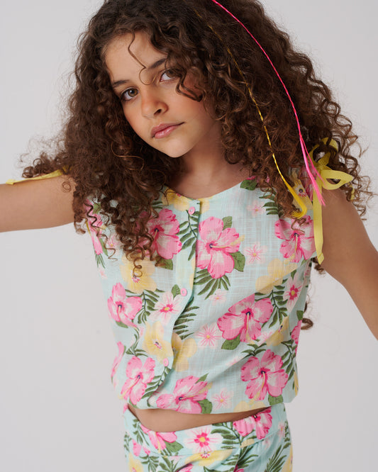 Sleeveless Floral Blouse