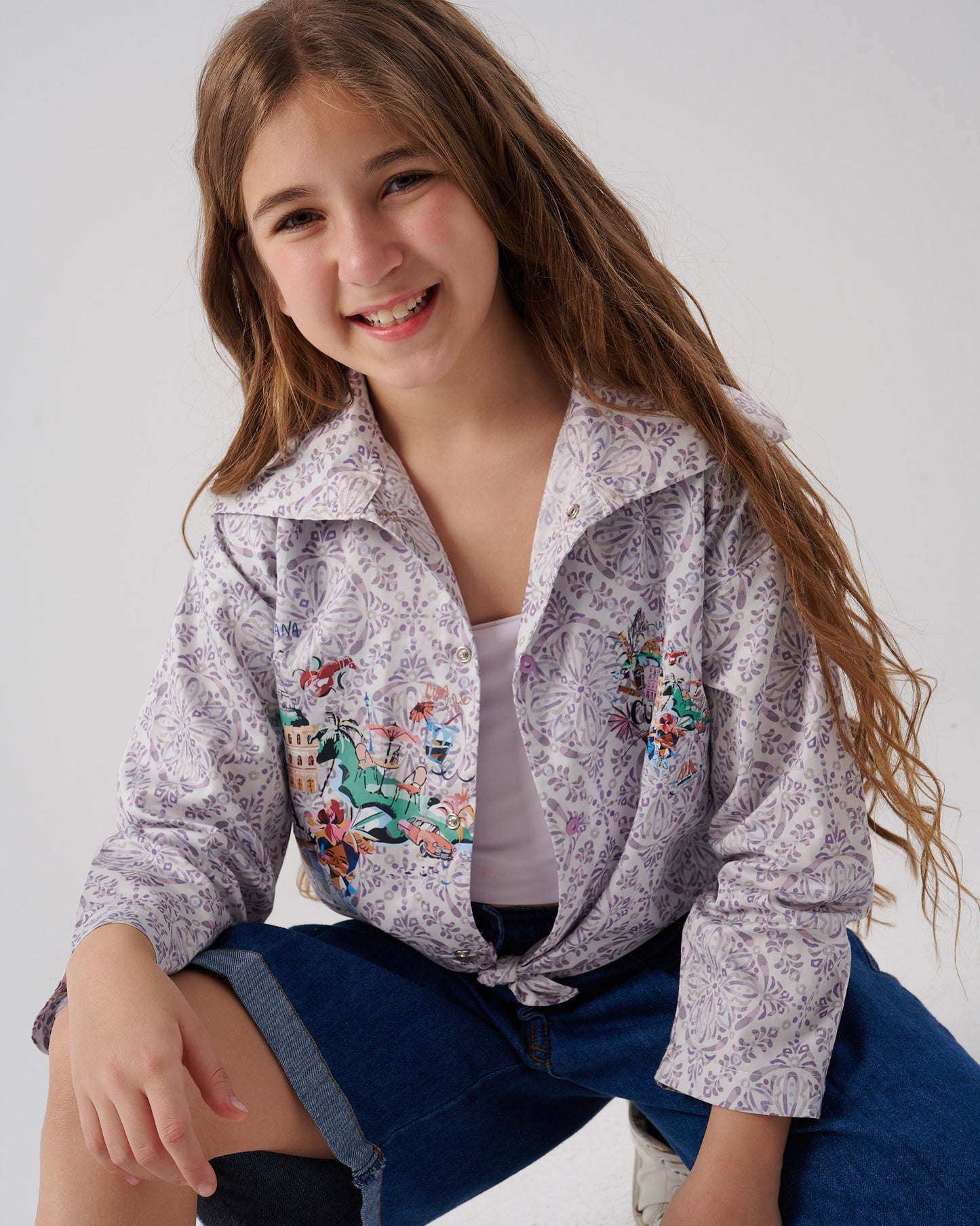 Purple Printed Shirt