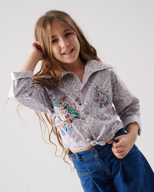 Purple Printed Shirt