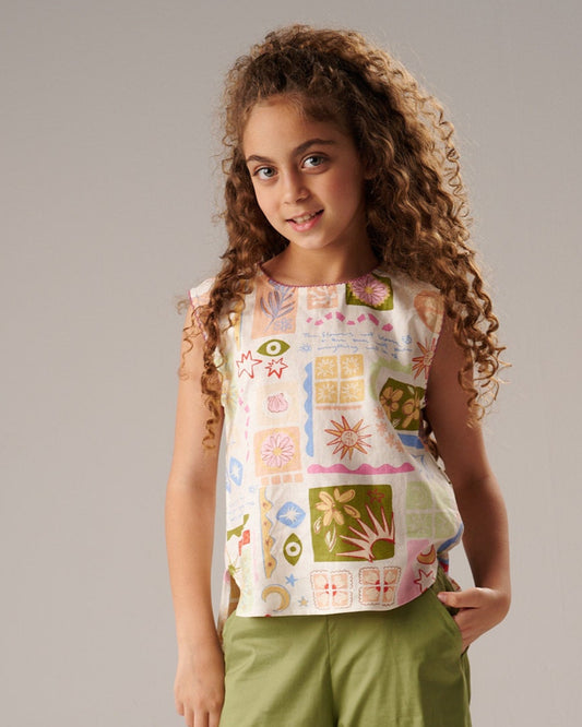 Printed Sleeveless Blouse