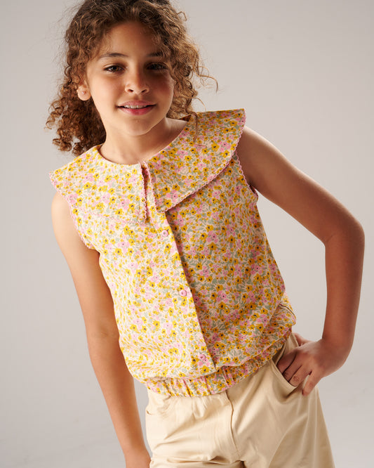 Sleeveless Collar Blouse
