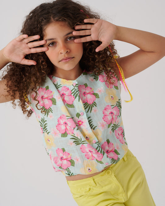 Sleeveless Floral Blouse